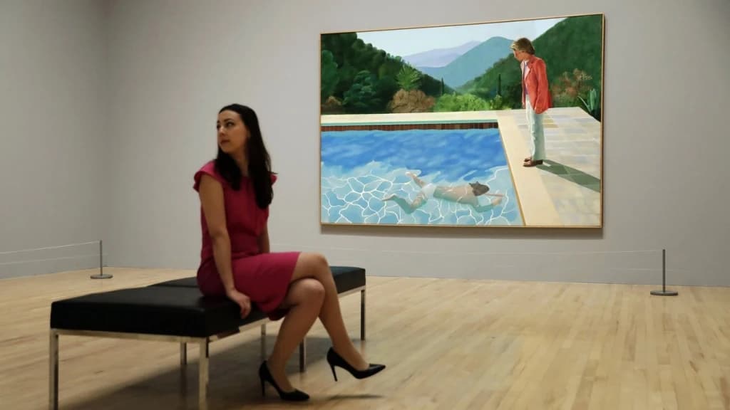 slika "Bazen sa dvije figure"