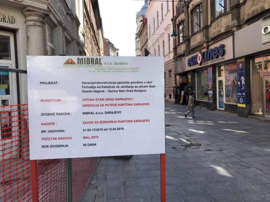 Tradicionalni radovi u Sarajevu: Sutra počinje sanacija ulice Ferhadija