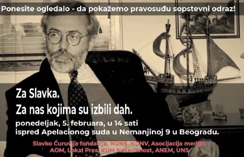 Sutra protest u Beogradu zbog presude za ubistvo Ćuruvije: "Dođi, povedi prijatelje i rođake, i ponesi ogledalo"