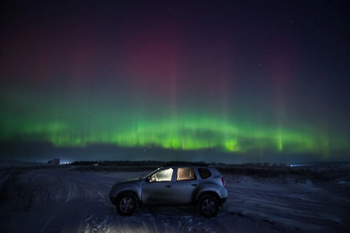 Polarna svjetlost na sjeveru Rusije