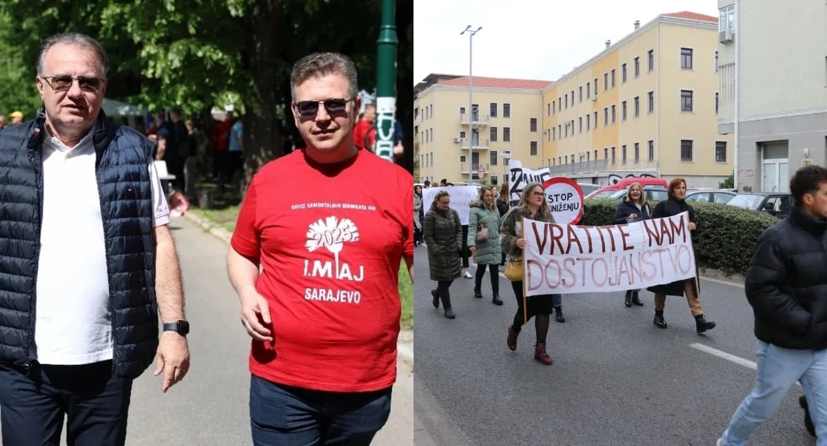 Nermin Nikšić i Selvedin Šatorović / Sa jednog od protesta radnika