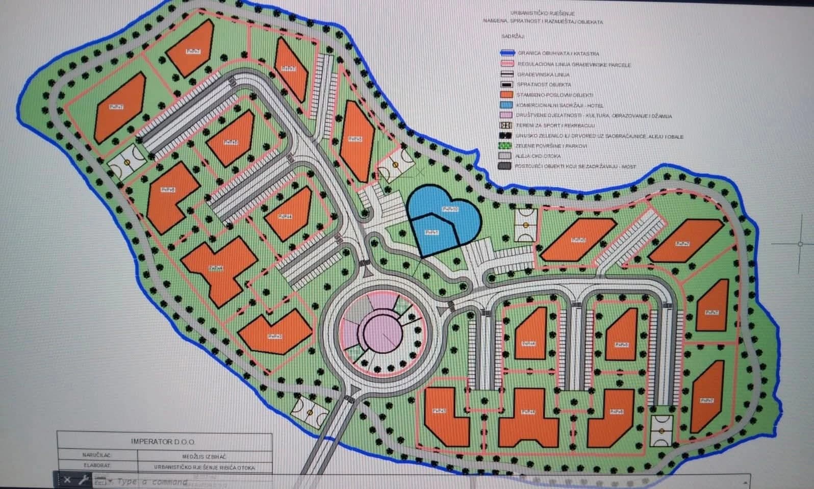 Plan budućeg kompleksa na Ribića otoci
