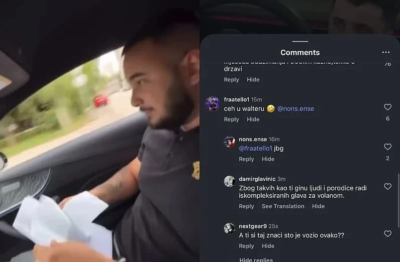 Mladić ismijava kaznu za brzu vožnju