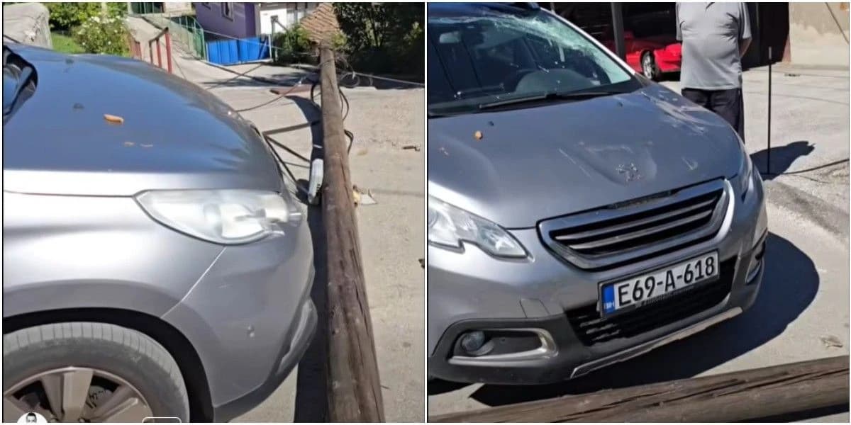 Za dlaku izbjegnuta nesreća u Sarajevu: Kamion zakačio kablove, oborio banderu i udario u auto u pokretu