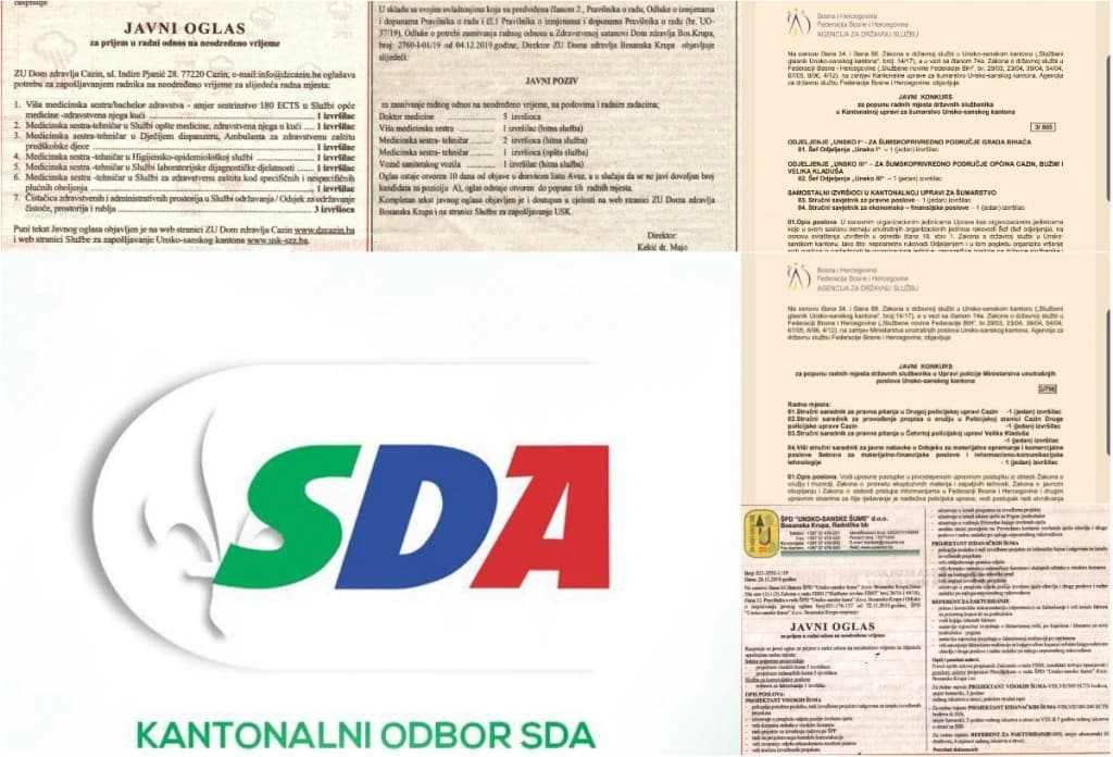 SDA USK: Kantonalna vlast nastavlja uhljebljavati, raspisani konkursi za 71 mjesto