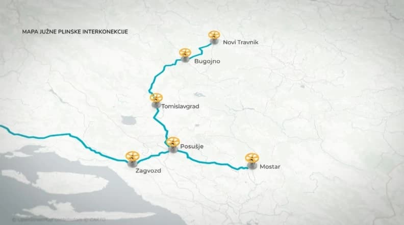 Mapa Južne plinske interkonekcije