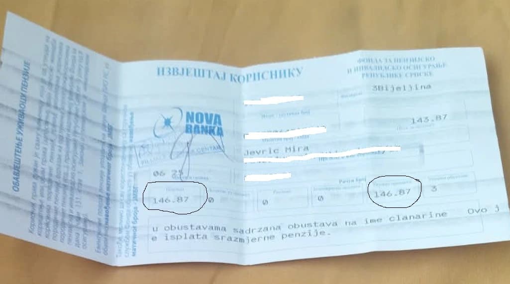 Mira Jevrić iz Zvornika ima penziju 146 KM: Kada sam dobila prvi ček, zamalo sam dobila infarkt