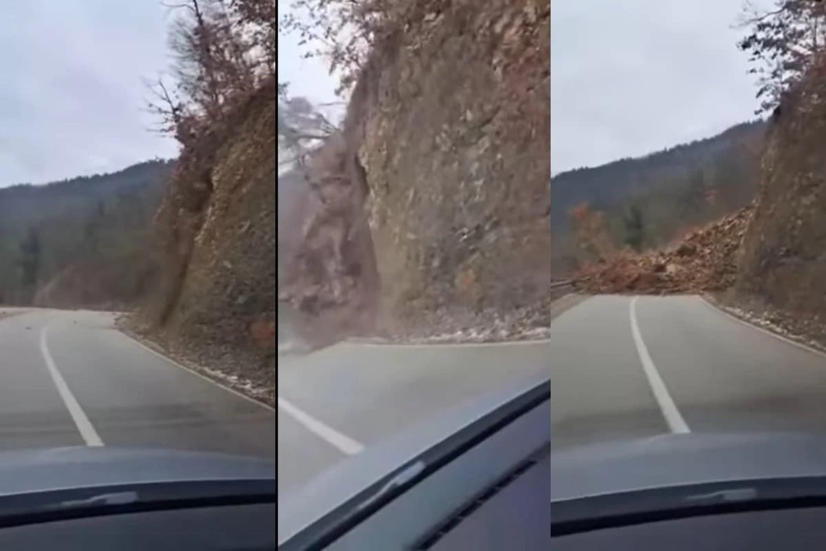 Pogledajte kako je vozač za dlaku izbjegao da ga zatrpa odron na putu kod Foče