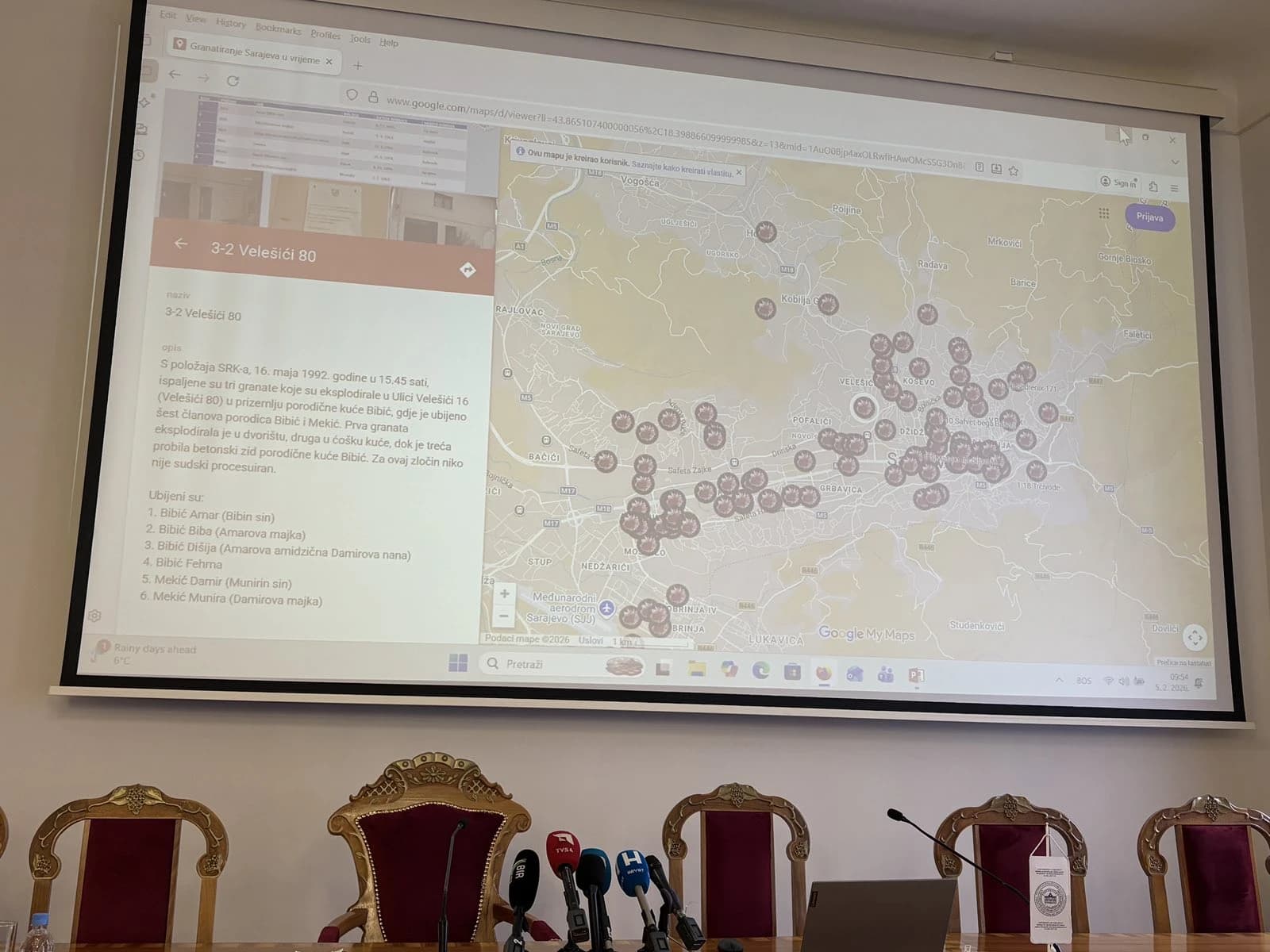 Interaktivna mapa granatiranja Sarajeva