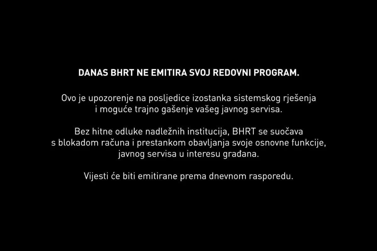 BHRT privremeno prekinuo program: Danas istječe rok EBU-a nakon čega slijedi blokada računa