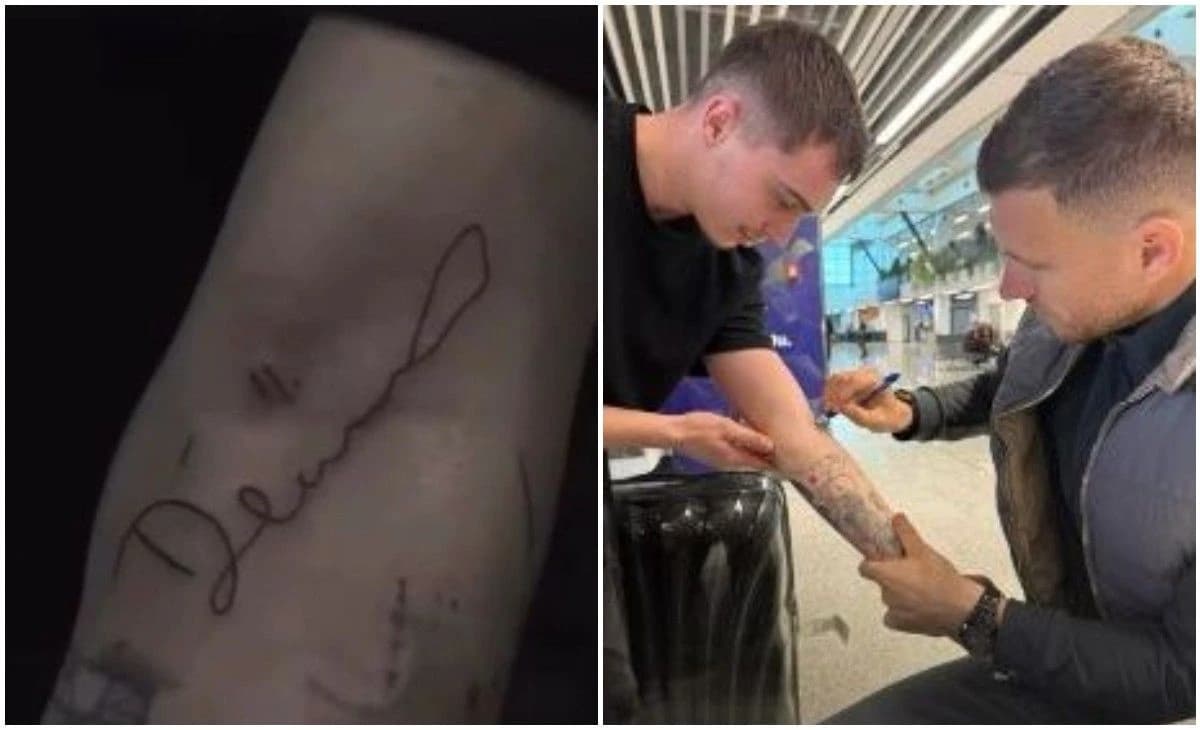 Istetoviran Džekin potpis na ruci navijača