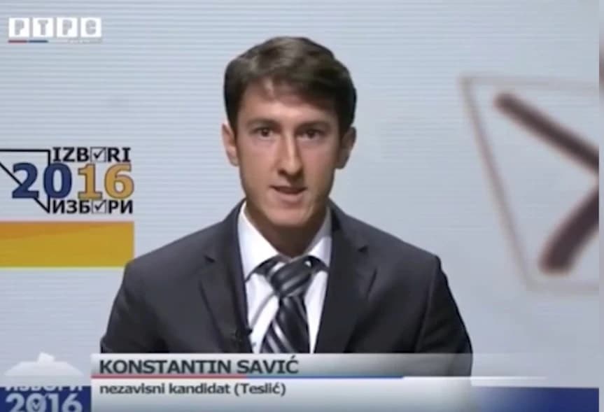 Konstantin Savić tokom TV predstavljanja u izbornoj kampanji