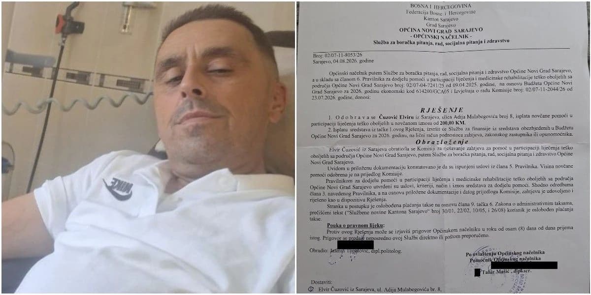 Teško oboljeli Elvir Ćuzović od Općine Novi Grad dobio 200 KM pomoći: Lijek platim 390 KM, mogu kupiti pola kutije