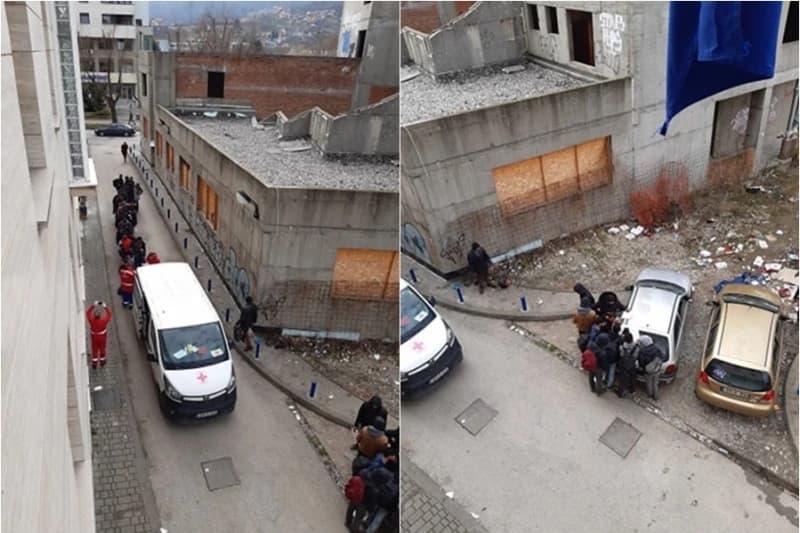 Tuzla: Nova grupa migranata pred Terenskim uredom Službe za strance