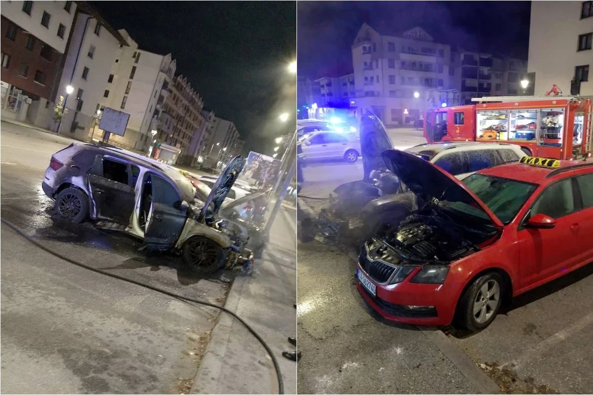 Dva automobila izgorjela na parkingu na Palama