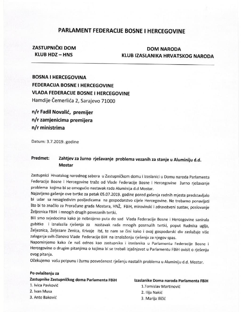 Zahtjev Klubova HNS-a u Parlamentu Federacije BiH za rješavanje problema u Aluminiju-page-001.jpg