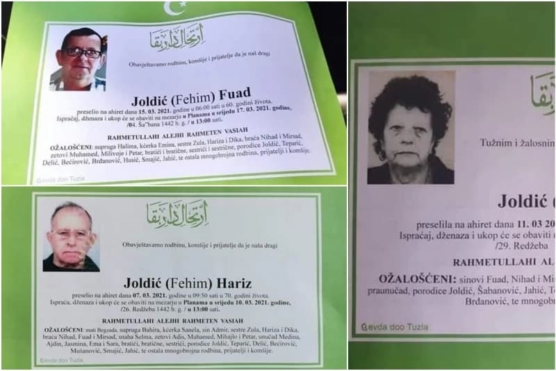 Posmrtnice Joldića: Dva brata i njihova majka
