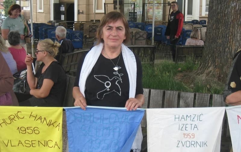 Staša Zajović na protestu u Tuzli