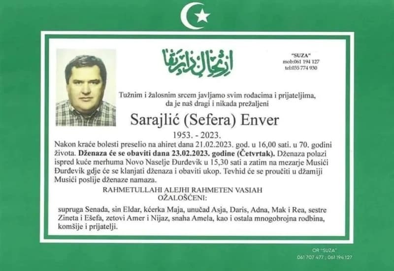 Preminuo Enver Sarajlić, poznati privrednik iz Živinica