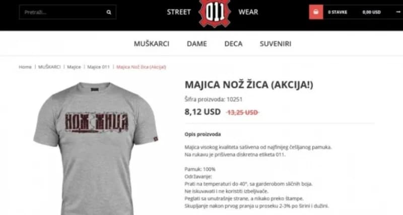 Podnesena krivična prijava: Vlasti Srbije zabranile prodaju robe s natpisom "nož, žica", ukinuta i web stranica